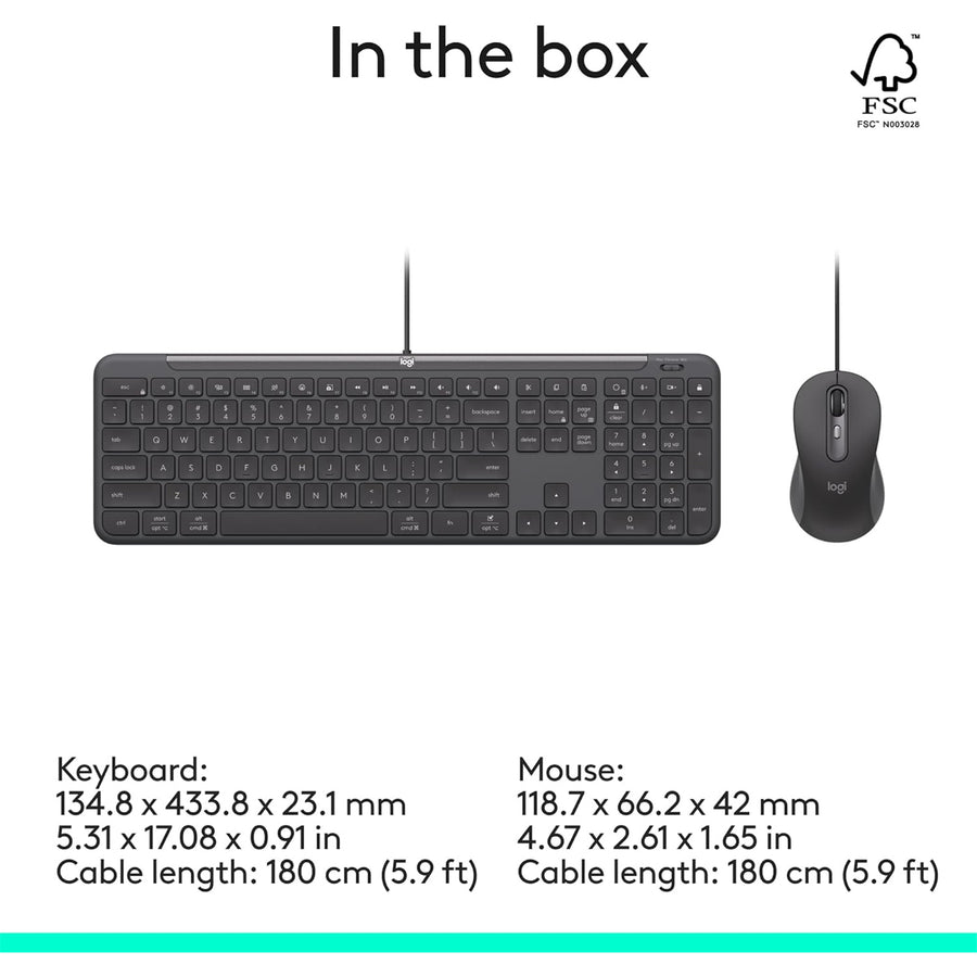 920-013351 - Logitech MK620 Signature Slim USB-C Wired Combo for Business