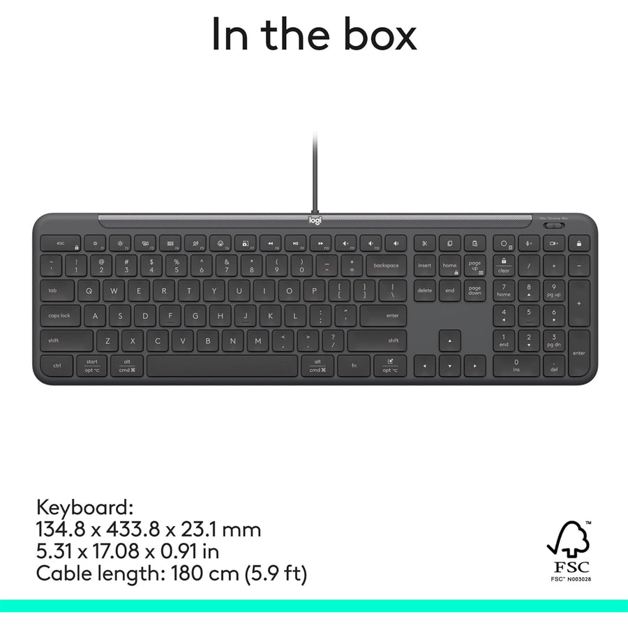 Logitech 920-013335 - K620 WIRED KEYBOARD FOR BUS - GRAPHITE