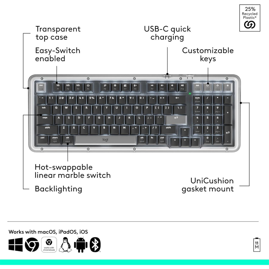 Logitech Alto Keys K98M Wireless Mechanical Keyboard - Graphite