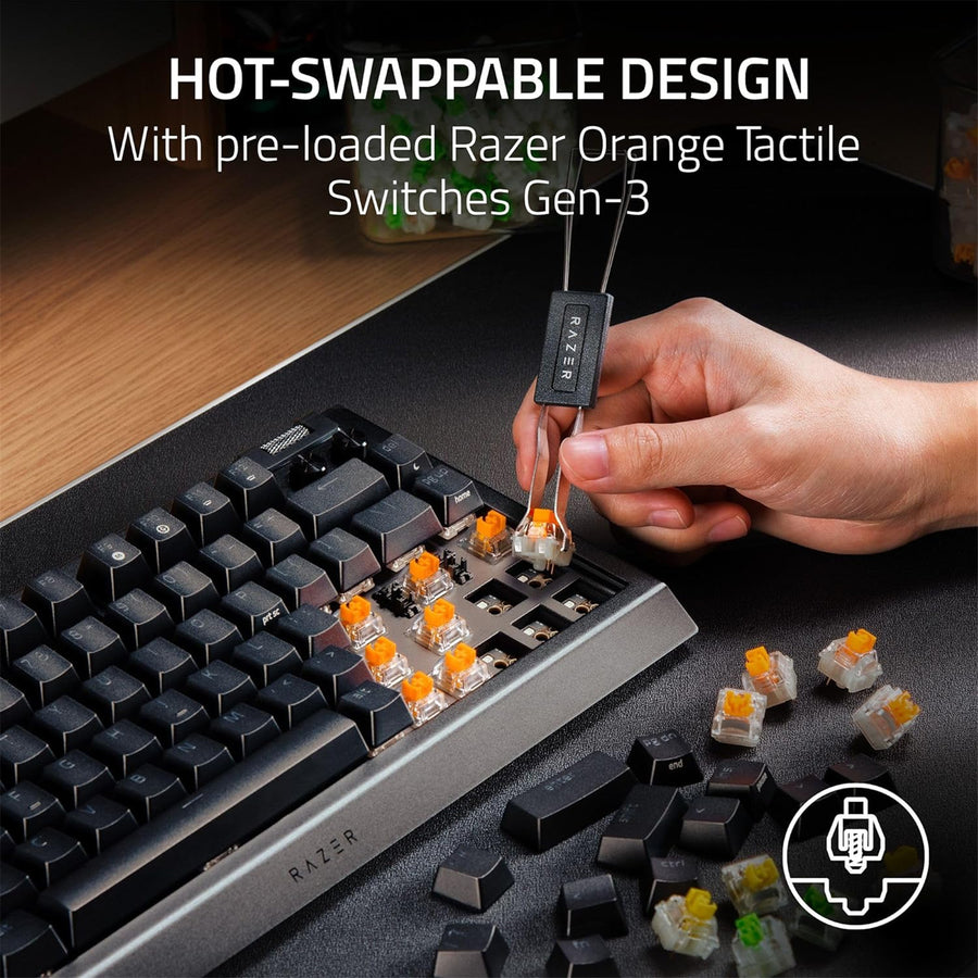 Razer BlackWidow v4 75% Hot-Swappable Mechanical Gaming Keyboard - Razer Orange