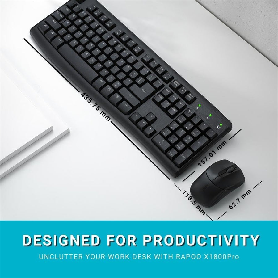 Rapoo X1800PRO wireless multimedia keyboard and mouse black