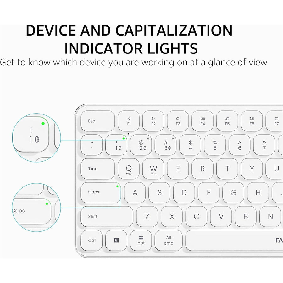 Rapoo E9050L Wireless Multi-mode Ultra-slim 78 Key Keyboard with Bluetooth and 2.4g White
