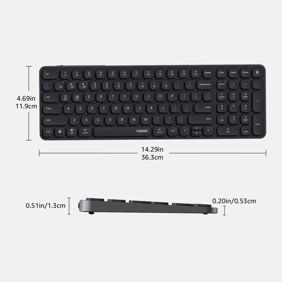 Rapoo E9350L Wireless Multi-mode Ultra-slim 99 Key Keyboard with Bluetooth and 2.4g