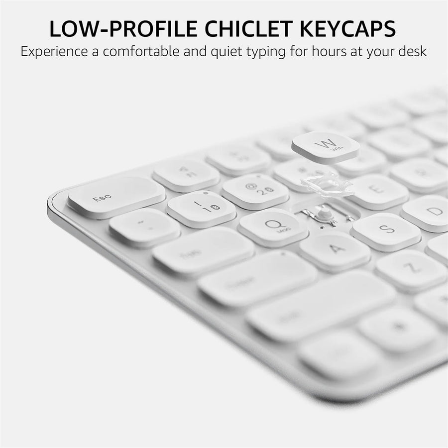 Rapoo E9350L Wireless Multi-mode Ultra-slim 99 Key Keyboard with Bluetooth and 2.4g White