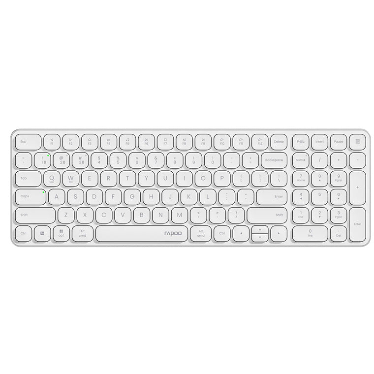 Rapoo E9350L Wireless Multi-mode Ultra-slim 99 Key Keyboard with Bluetooth and 2.4g White