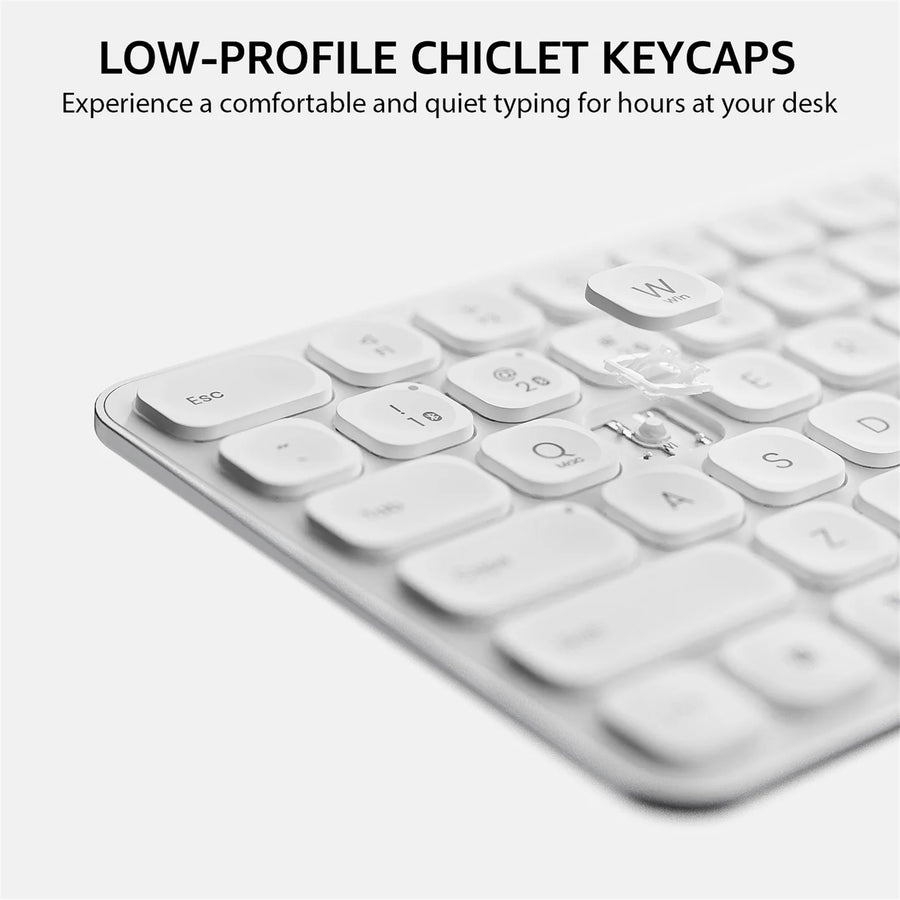 Rapoo E9950L Wireless Multi-mode Ultra-slim 110 Key Keyboard with Bluetooth and 2.4g White