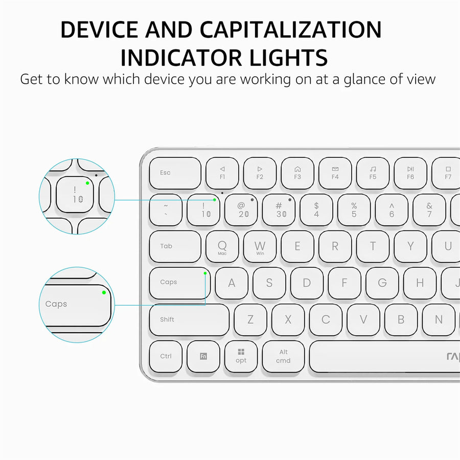 Rapoo E9950L Wireless Multi-mode Ultra-slim 110 Key Keyboard with Bluetooth and 2.4g White