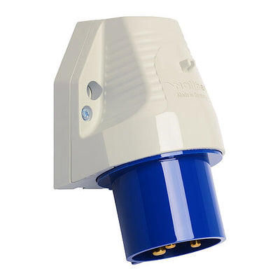 RackPower KNEN52-01 - Walther 32A IP44 3pin Panel Mounted Inlet - Blue