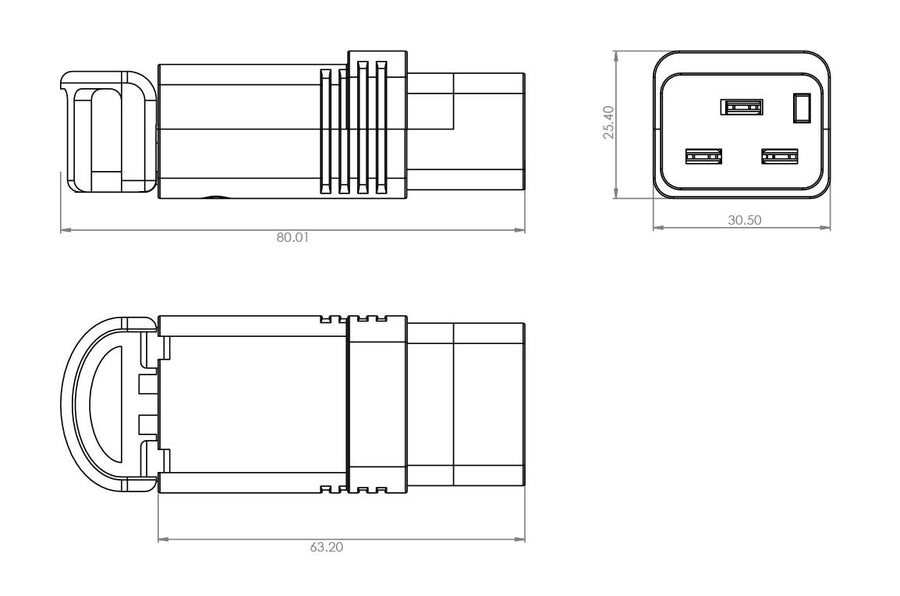 KNKS28-01 - 16A C19 IEC-Lock+ rewireable socket - Low Smoke Zero Halogen - SAA approved