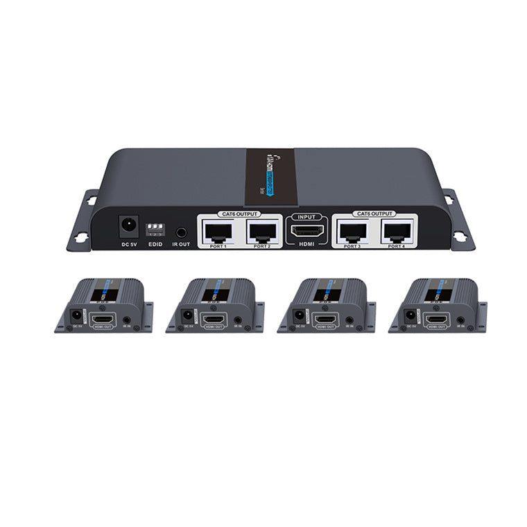 LENKENG LKV714PRO - 1-In-4-Out 1080P HDMI Extender 1x HDMI 1x HDMI out 4x RJ45 out. Comp w/ CAT6/6a/7