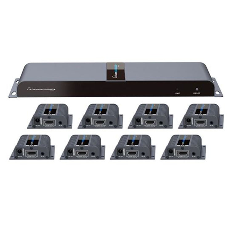 LENKENG LKV718PRO - 1-In-8-Out 1080P HDMI Extender 1x HDMI 8x RJ45 out Compatible w/ CAT6/6a/7 Cables