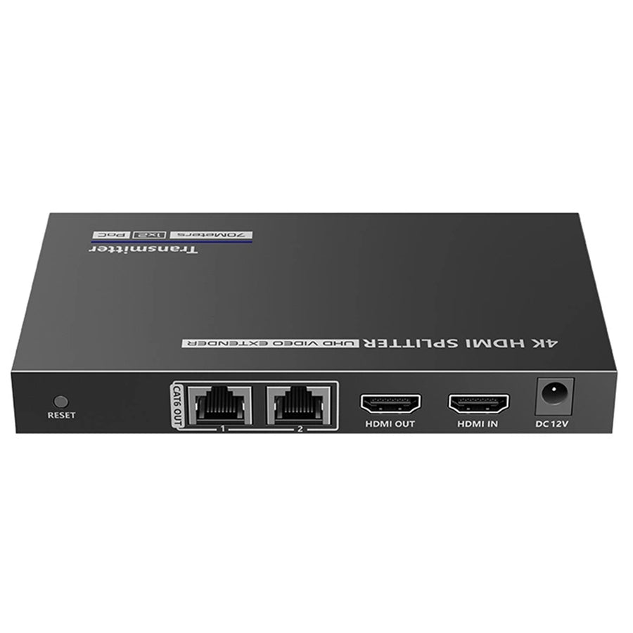 LENKENG LKV722P - 1-In-2-Out 4K@30Hz HDMI Extender 1x HDMI 2x RJ45 out Compatible w/ CAT6/6a/7 Cables
