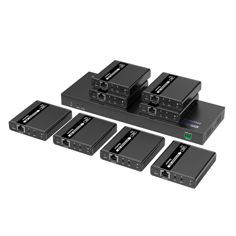 LENKENG LKV728P - 1-In-8-Out 4K@30Hz HDMI Extender. 1x HDMI 8x RJ45 out Compatible w/ CAT6/6a/7 Cables