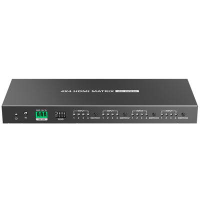 LENKENG 4K 4x4 Matrix Switch. 4x HDMI 2.0 inputs and outputs. to 18Gbps. IR remote control. 3PinRS232 control. Plug & Play Max Res: 4K 60Hz (4096x2160) Includes Remote Control.