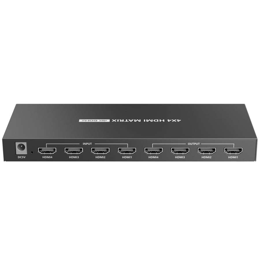 LENKENG 4K 4x4 Matrix Switch. 4x HDMI 2.0 inputs and outputs. to 18Gbps. IR remote control. 3PinRS232 control. Plug & Play Max Res: 4K 60Hz (4096x2160) Includes Remote Control.