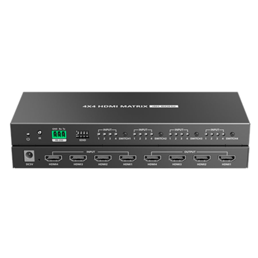 LENKENG 4K 4x4 Matrix Switch. 4x HDMI 2.0 inputs and outputs. to 18Gbps. IR remote control. 3PinRS232 control. Plug & Play Max Res: 4K 60Hz (4096x2160) Includes Remote Control.