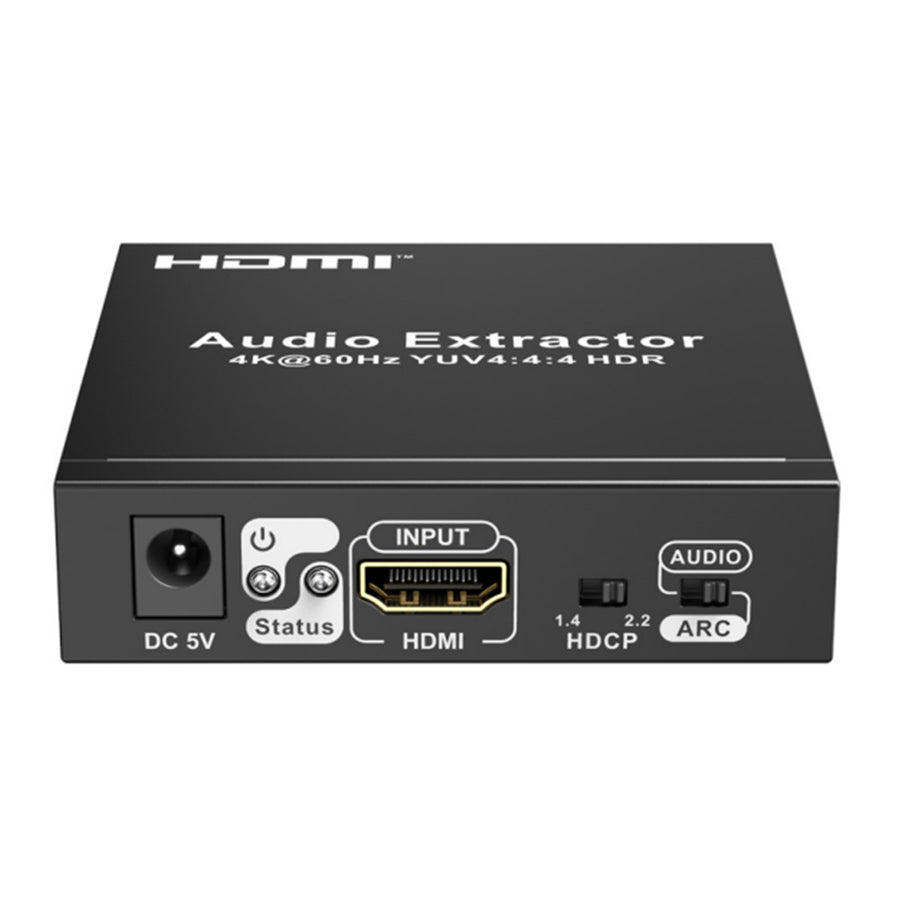 LENKENG LKV3061 HDMI Audio Extractor 1x HDMI In. 1x HDMI Out. 3x Audio Out. Audio Signal Out via Toslink (Optical Audio), Coaxial or 3.5mm R/L Audio Port.