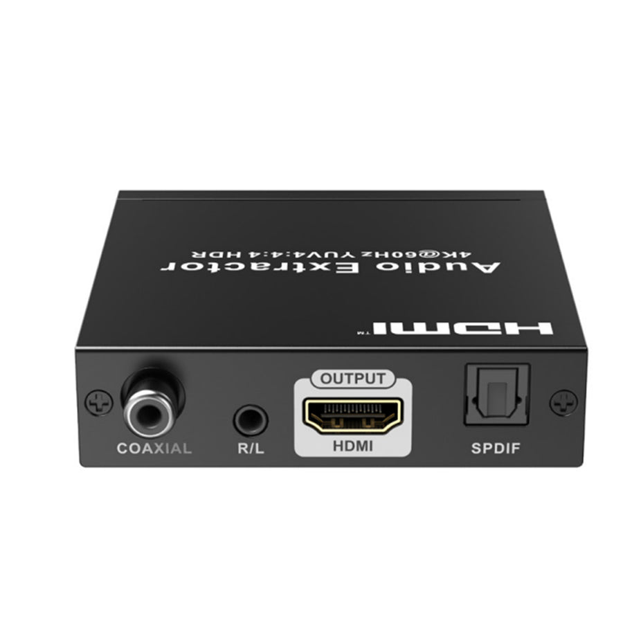 LENKENG LKV3061 HDMI Audio Extractor 1x HDMI In. 1x HDMI Out. 3x Audio Out. Audio Signal Out via Toslink (Optical Audio), Coaxial or 3.5mm R/L Audio Port.