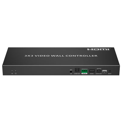 LENKENG LKV109VW-V2.0 3x3 HDMI Videowall Controller mit 1x HDMI Eingang & 9x HDMI Ausgang. Bis zu 4096x2160 60Hz Auflösung Eingang, unterstützt 1080P Ausgang. RS-232 Steuerung, 3,5mm L/R Kanal und S/PDIF Audio Ausgang, Plug & Play