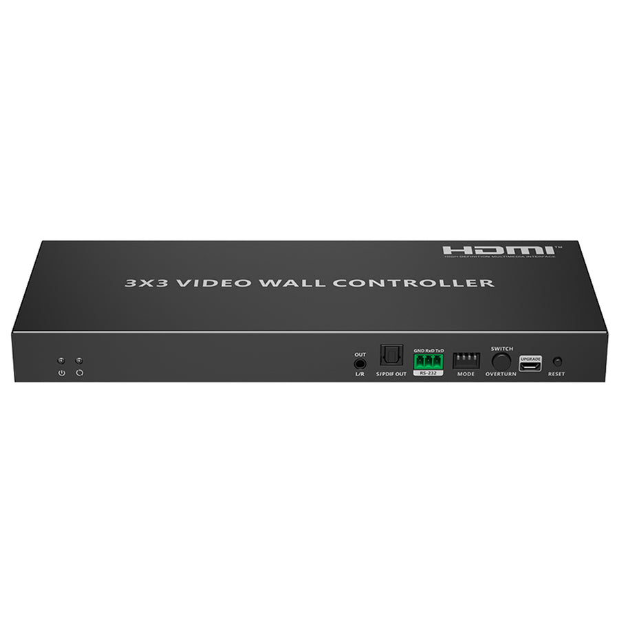 LENKENG LKV109VW-V2.0 3x3 HDMI Videowall Controller with 1x HDMI In & 9x HDMI Out. Up to 4096x2160 60Hz Res Input, Supports 1080P Output. RS-232 Control, 3.5mm L/R Channel and S/PDIF Audio Out, Plug & Play