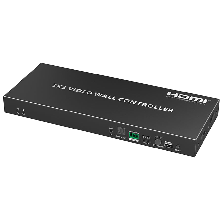 LENKENG LKV109VW-V2.0 3x3 HDMI Videowall Controller with 1x HDMI In & 9x HDMI Out. Up to 4096x2160 60Hz Res Input, Supports 1080P Output. RS-232 Control, 3.5mm L/R Channel and S/PDIF Audio Out, Plug & Play