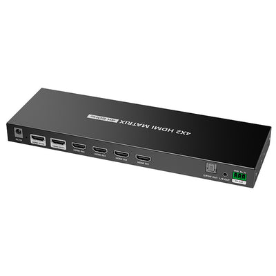LENKENG LKV422 - 4-In-2-out HDMI Matrix Switch Supports 4096x2160@60Hz HDR RSR-232, Remote Control