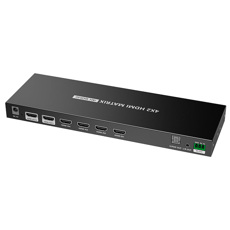 LENKENG LKV422 - 4-In-2-out HDMI Matrix Switch Supports 4096x2160@60Hz HDR RSR-232, Remote Control