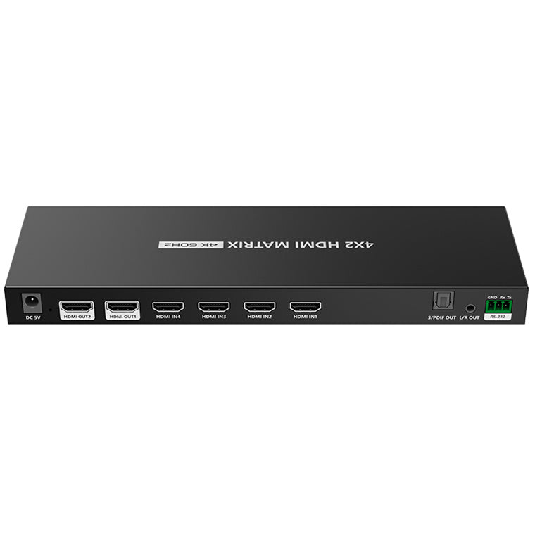 LENKENG LKV422 - 4-In-2-out HDMI Matrix Switch Supports 4096x2160@60Hz HDR RSR-232, Remote Control