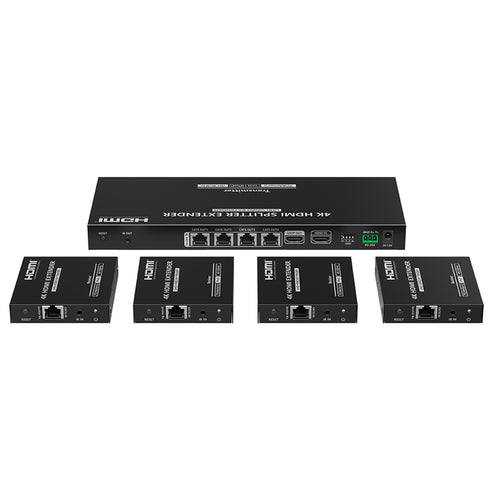 LENKENG LKV824P-N - 1-In-4-Out 4K@60Hz HDMI Extender. 1x HDMI 4x RJ45 out PoC. Compatible CAT6 & above