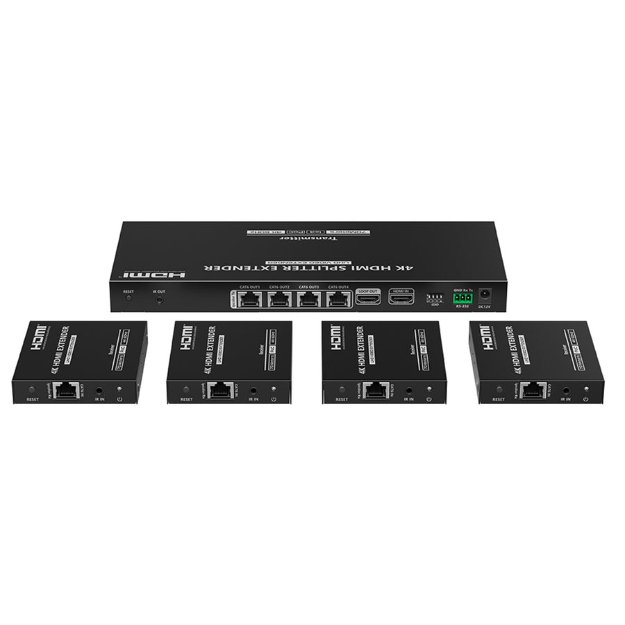 LENKENG LKV824P-N 1-In-4-Out 4K 60Hz HDMI Extender. 1x HDMI 4x RJ45 out PoC. Compatible CAT6 & above