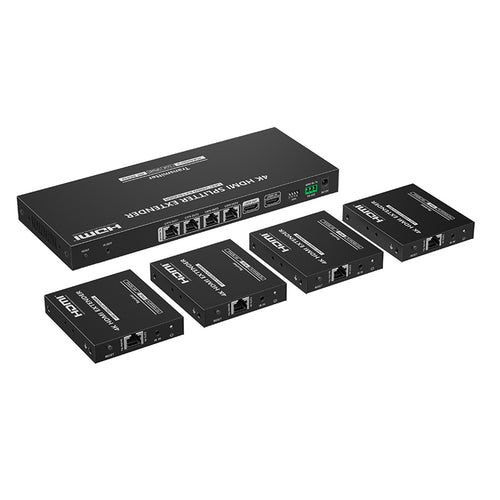 LENKENG LKV824P-N - 1-In-4-Out 4K@60Hz HDMI Extender. 1x HDMI 4x RJ45 out PoC. Compatible CAT6 & above