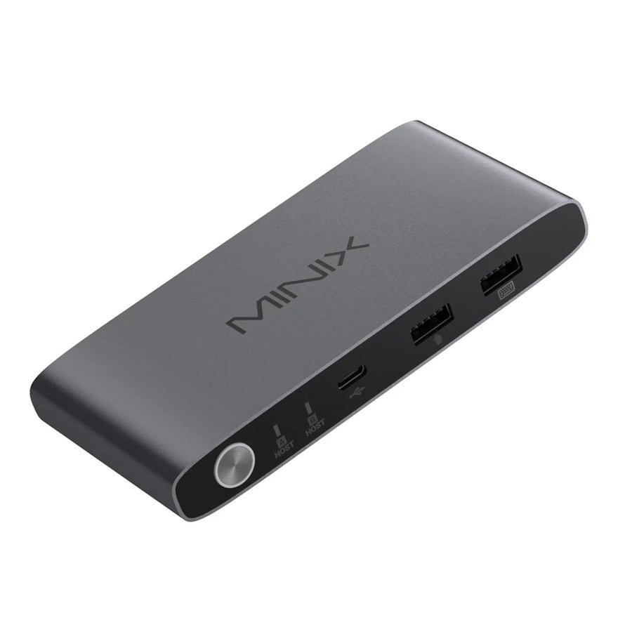MINIX K1 USB-C KVM Switch for 1 Monitors 2 Computers, 4K120Hz HDR, 100W PD 3.0, Dual USB-C Input KVM Switches, Share Keyboard & Mouse, Aluminum Design, Compatible with Windows, Mac, Linux, Android