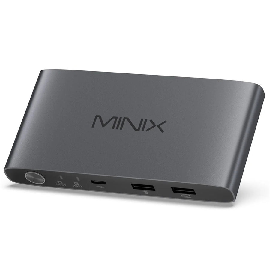 MINIX K1 USB-C KVM Switch for 1 Monitors 2 Computers, 4K120Hz HDR, 100W PD 3.0, Dual USB-C Input KVM Switches, Share Keyboard & Mouse, Aluminum Design, Compatible with Windows, Mac, Linux, Android