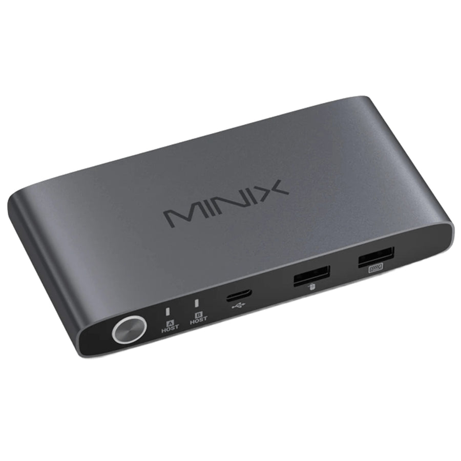 MINIX K1 USB-C KVM Switch for 1 Monitors 2 Computers, 4K120Hz HDR, 100W PD 3.0, Dual USB-C Input KVM Switches, Share Keyboard & Mouse, Aluminum Design, Compatible with Windows, Mac, Linux, Android