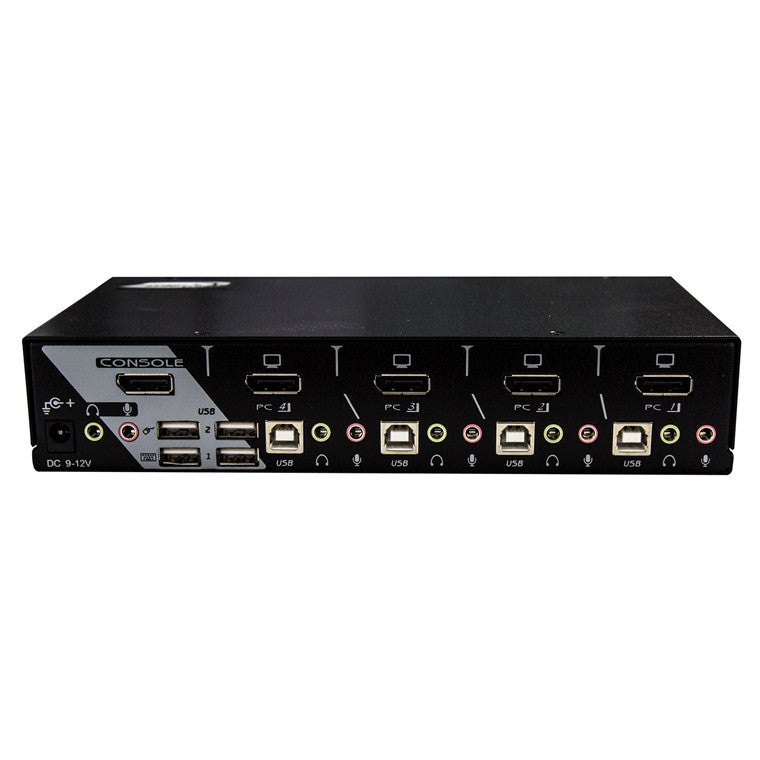 REXTRON PAAG-114 - 4 Port DisplayPort USB KVM w/ Audio. Supports DisplayPort