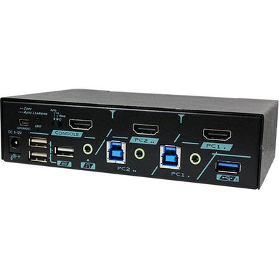 REXTRON MKAG-G3112 - 2 Ports True 4K HDMI KVM Switch w/ HDCP Engine USB 3.2 Audio Hotkey Control