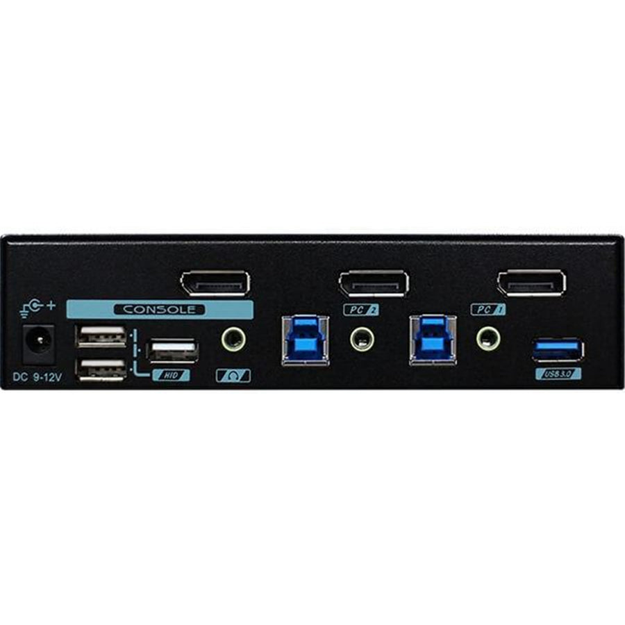 REXTRON PAAG-E3112B - 2 Ports 8K Dual Monitor DisplayPort 1.4 KVM Switch w/ USB 3.2 Gen 1 Audio Hotkey