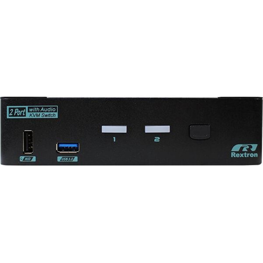 REXTRON PAAG-E3112B - 2 Ports 8K Dual Monitor DisplayPort 1.4 KVM Switch w/ USB 3.2 Gen 1 Audio Hotkey