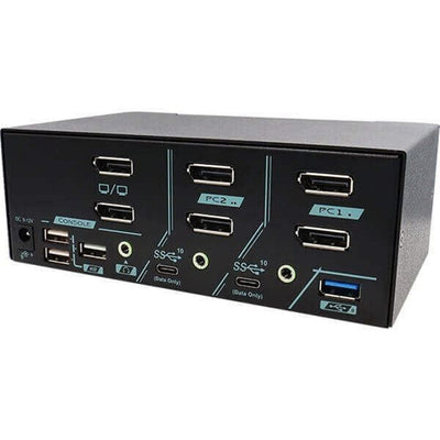 REXTRON PAAG-ET3122B - 2 Ports Dual Monitor 8K DisplayPort 1.4 KVM Switch w/ USB 3.2 Gen 2 Audio Hotkek