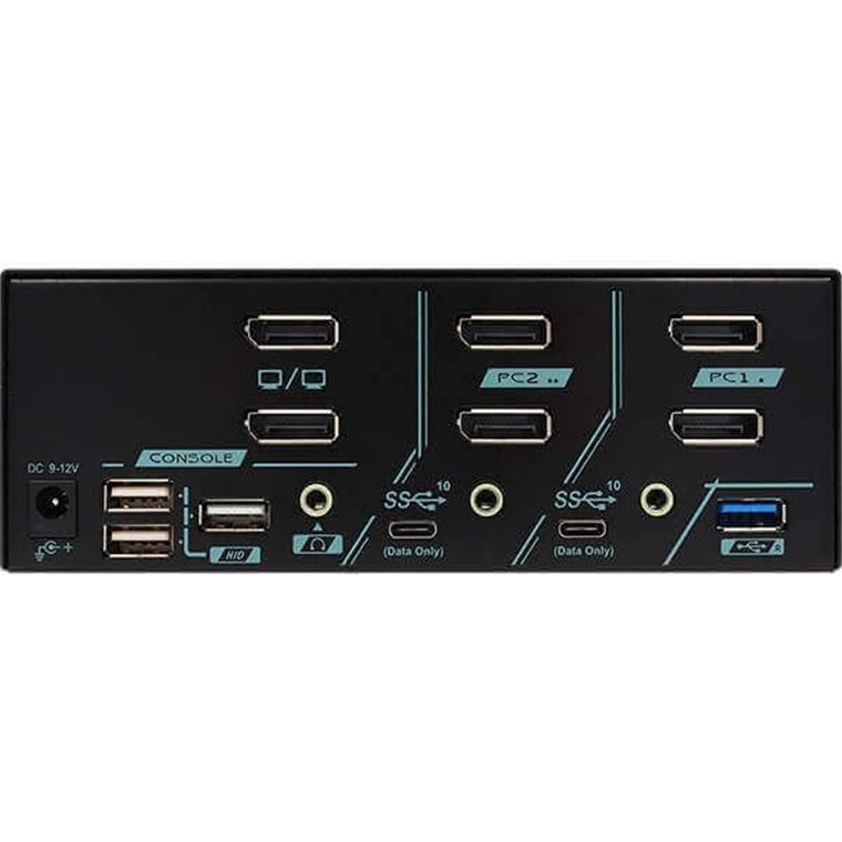 REXTRON PAAG-ET3122B - 2 Ports Dual Monitor 8K DisplayPort 1.4 KVM Switch w/ USB 3.2 Gen 2 Audio Hotkek