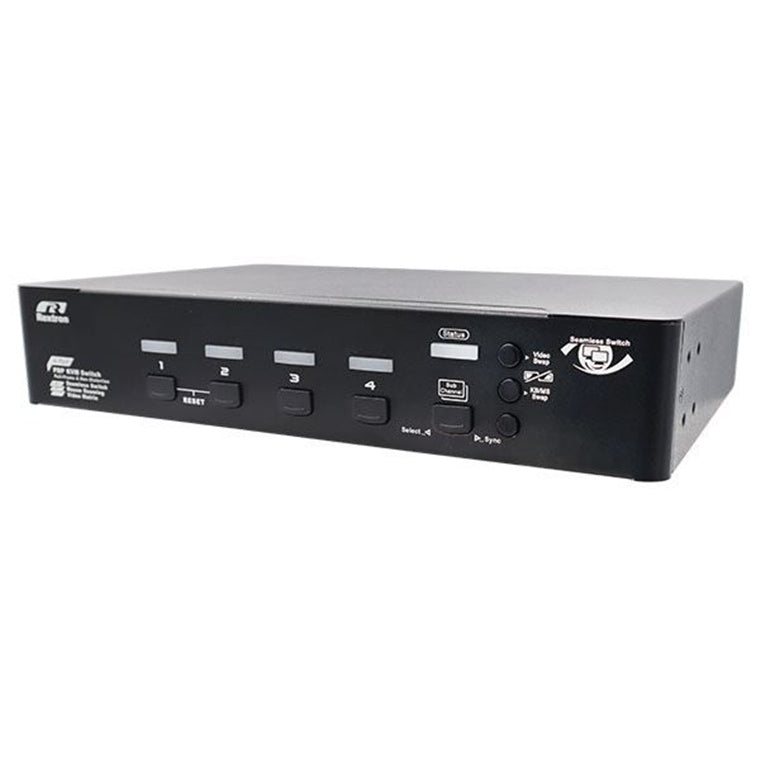 REXTRON QSBM-3214 - 4-Port Seamless True 4K KVM Switch Video Matrix PbP Mode MbM Mode USB 3.2 Serieal
