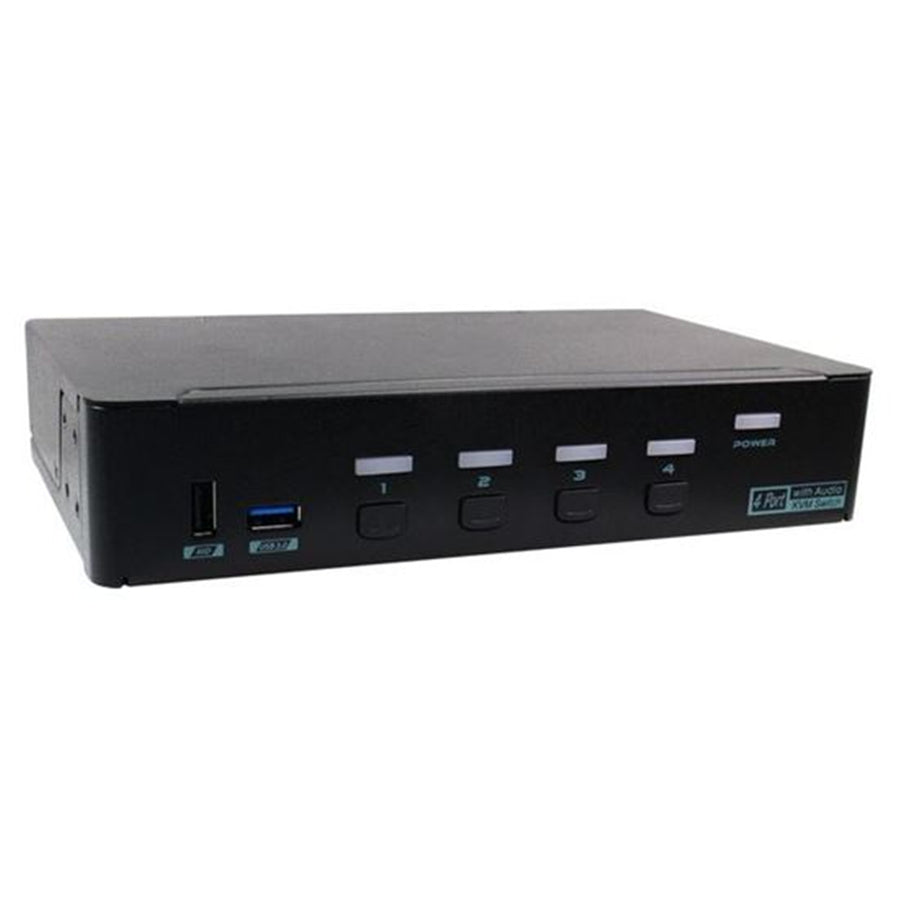 REXTRON PAAG-E3114 - 4 Port USB-A KVM Switch w/ Audio & Hotkey Control. 4 Computers Share Up to 4x USB