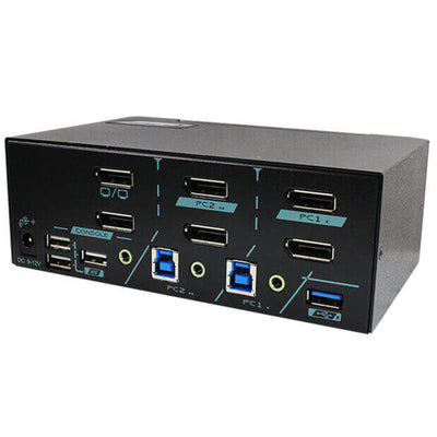 Rextron PAAG-E3122 2-Port Dual View DisplayPort USB3.0 KVM Switch - Supports 4K60 Max - Support USB Console