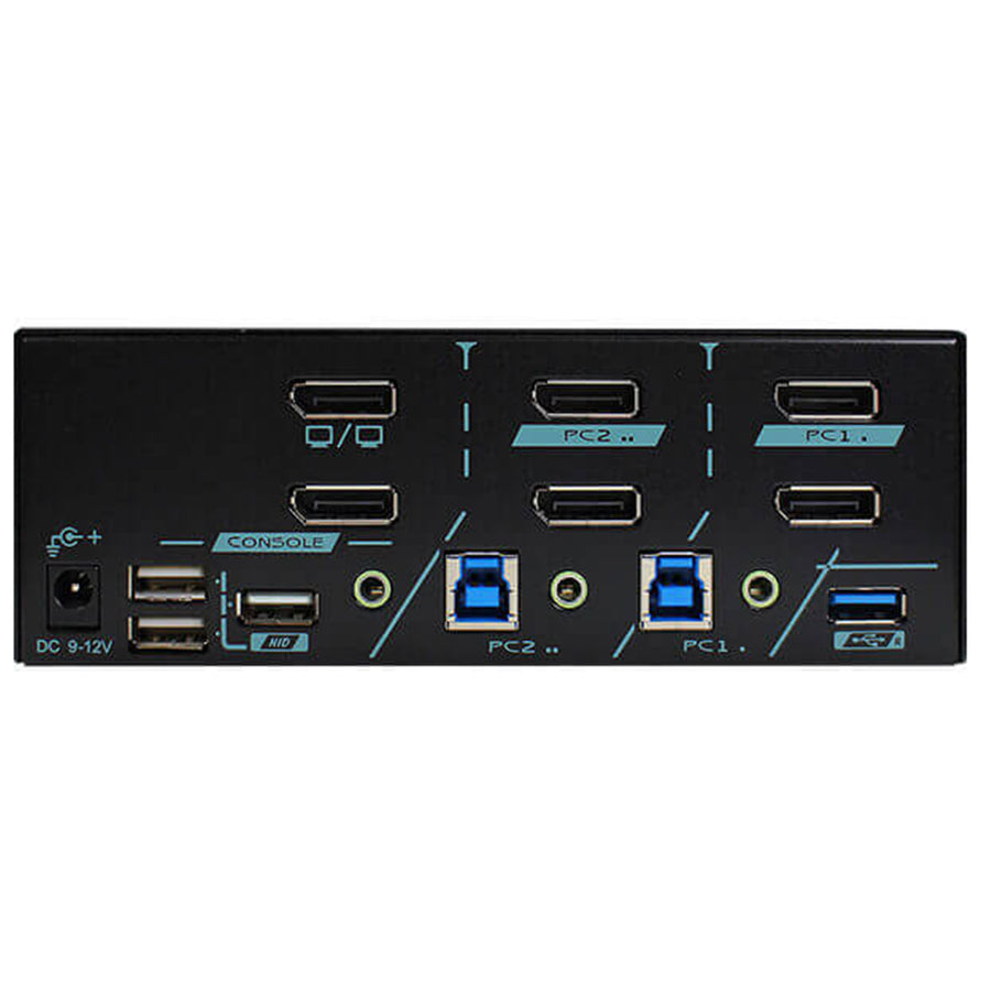 Rextron PAAG-E3122 2-Port Dual View DisplayPort USB3.0 KVM Switch - Supports 4K60 Max - Support USB Console