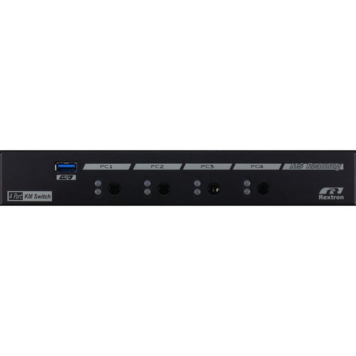 Rextron 4-Port USB-A 3.2 Gen 1 KM   Switch with Mouse Roaming Function - Allows 4 Computers to Share USB Peripherals - Flexible Preset Screen Layout of 1x4, 2x2, 1+3 or 4x1