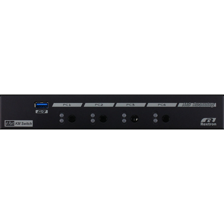 Rextron 4-Port USB-A 3.2 Gen 1 KM   Switch with Mouse Roaming Function - Allows 4 Computers to Share USB Peripherals - Flexible Preset Screen Layout of 1x4, 2x2, 1+3 or 4x1