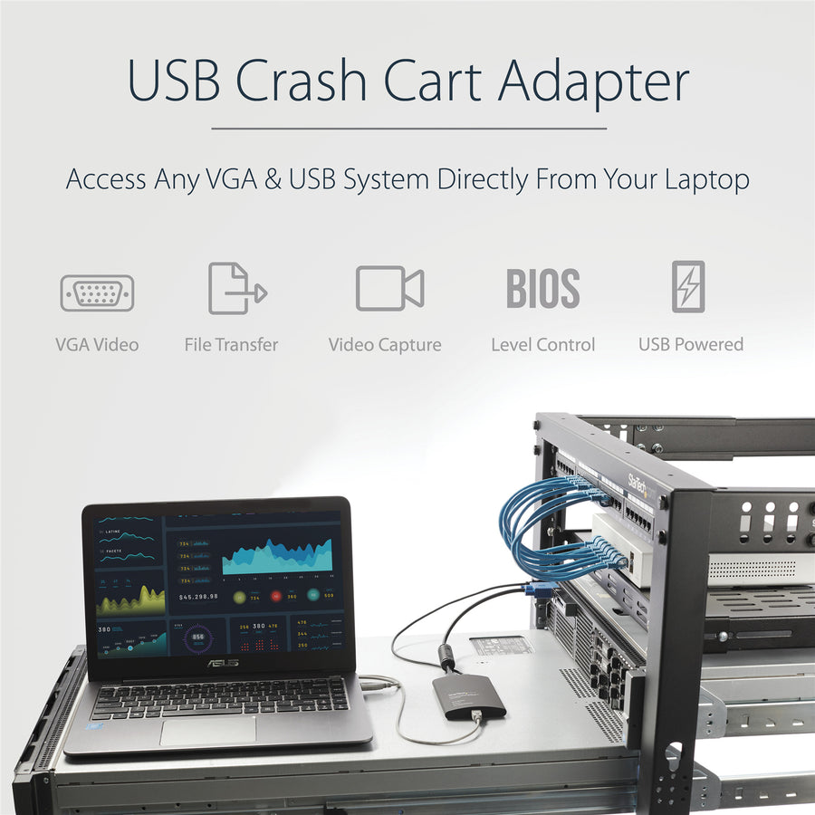 StarTech.com NOTECONS02 KVM Portable Crash Cart w/ File Transfer