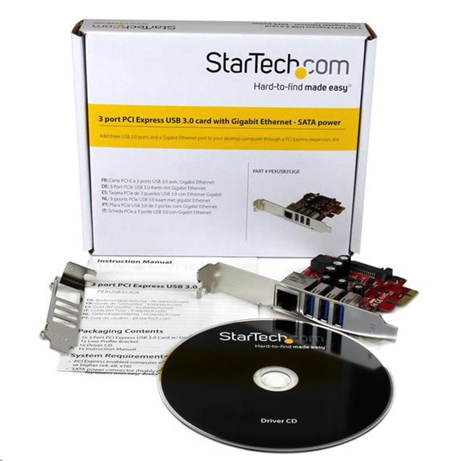 StarTech.com PEXUSB3S3GE 3Port PCIe USB 3.0 Adapter Card - Standa