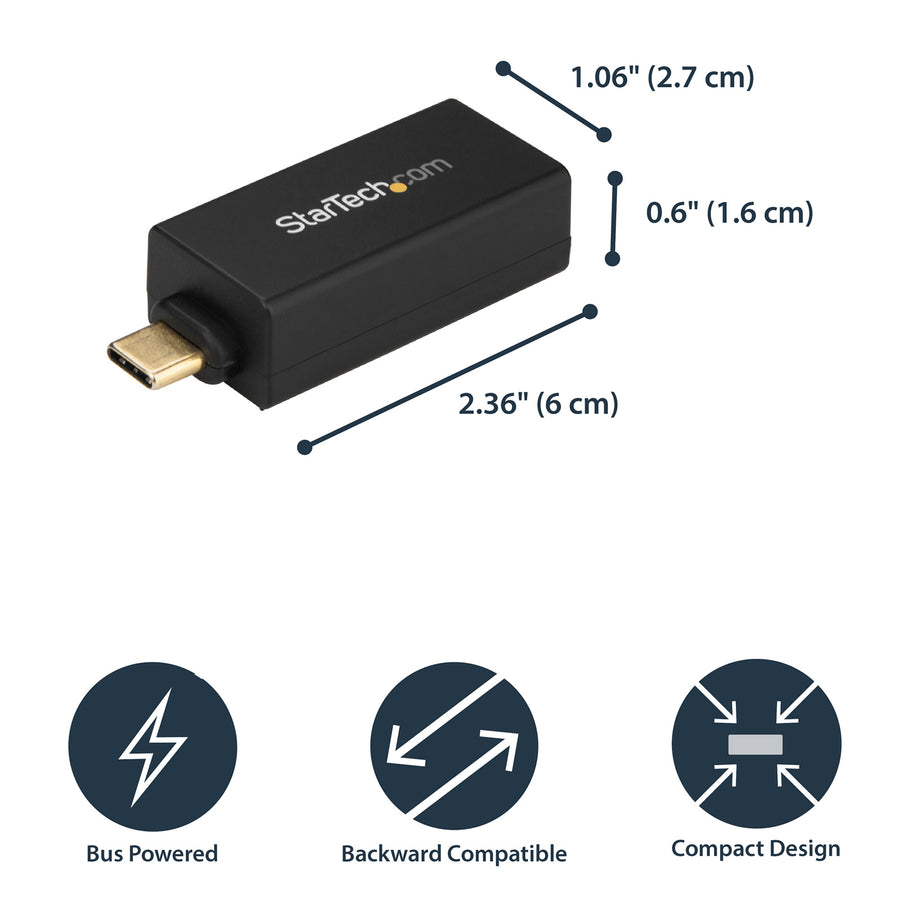 StarTech.com US1GC30DB USB-C auf Gigabit Ethernet Adapter – 1 Gbit/s NIC USB 3.0/USB 3.1 Typ C Netzwerkadapter – 1GbE USB-C auf RJ45/LAN Port Thunderbolt 3 kompatibel Windows MacBook Pro Chromebook