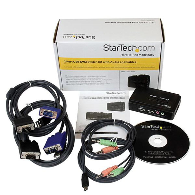 StarTech.com SV211KUSB 2-Port USB KVM Switch VGA w/ Audio & Cables 2048x1536 60Hz
